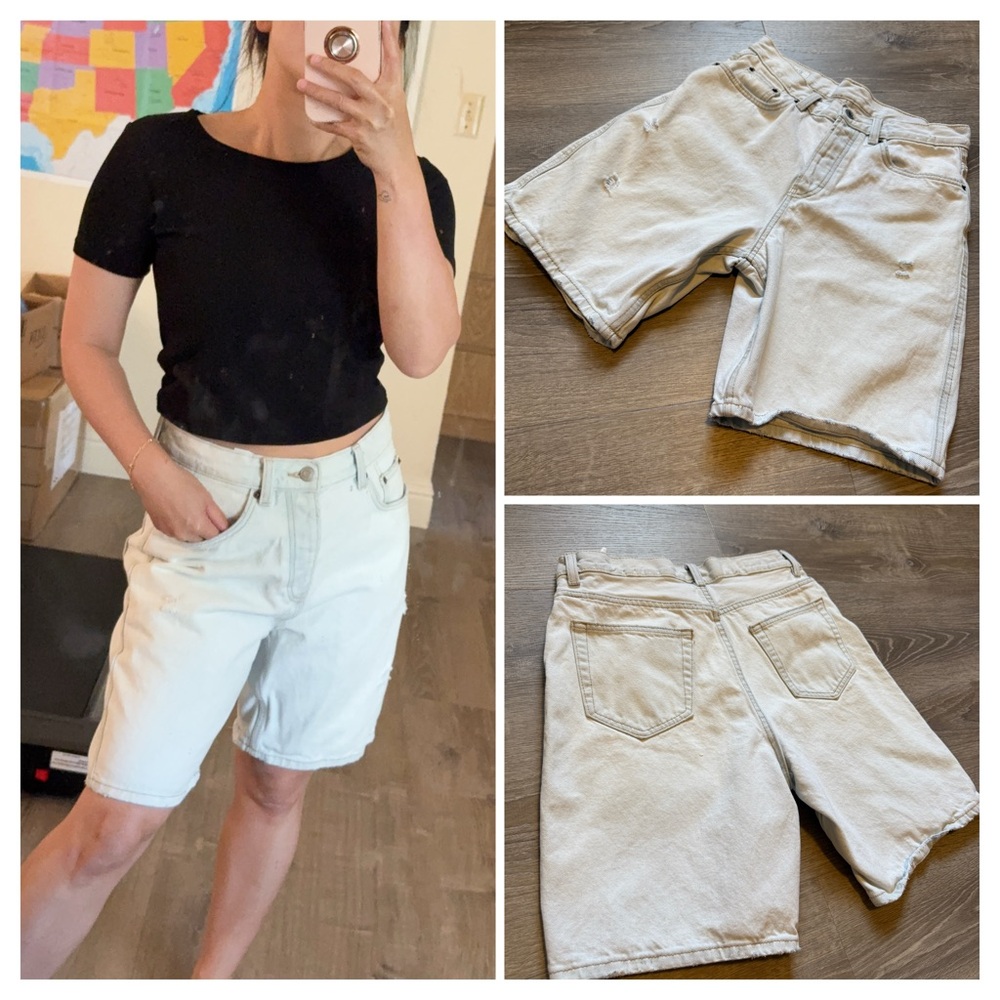 Zara Cream Jean Shorts Relaxed Fit- size EUR38